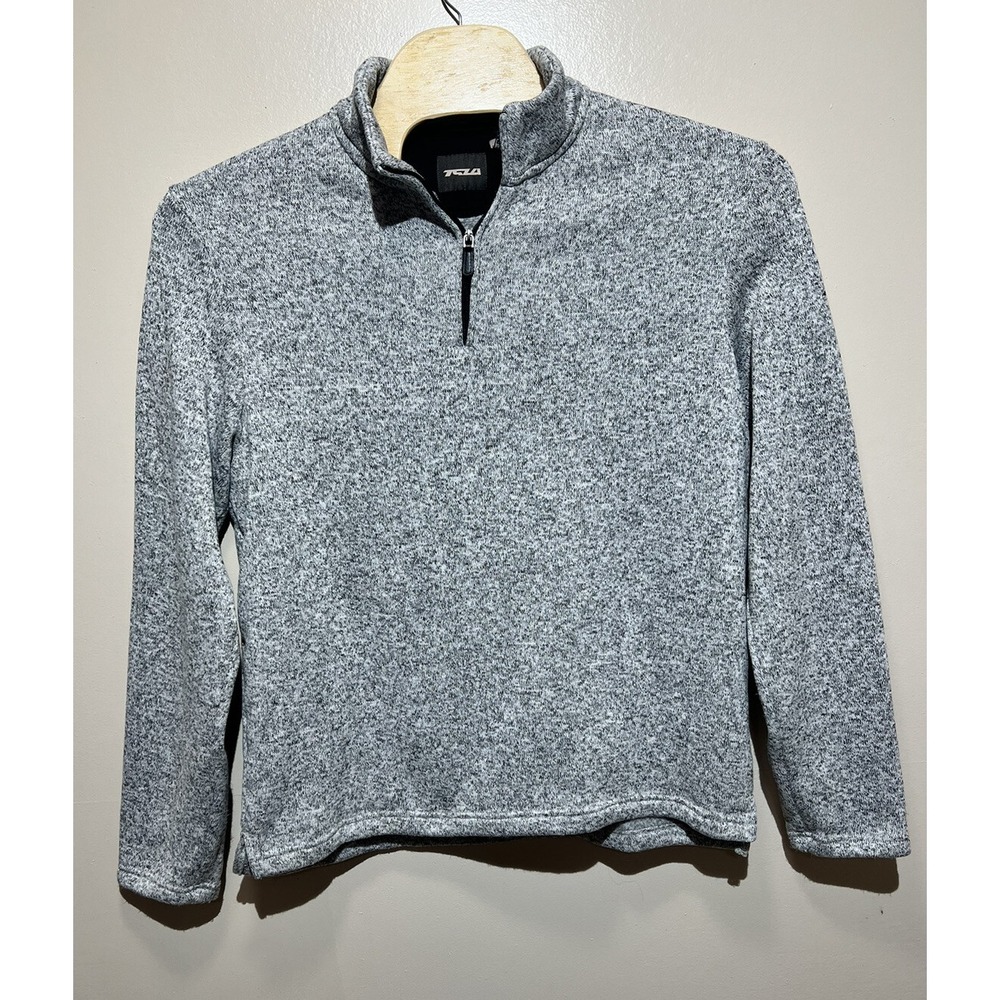 TSLA Men's‎ Size 2XL Fleece Winter Fabric Gray Hyper Dry Quarter Zip Sweater